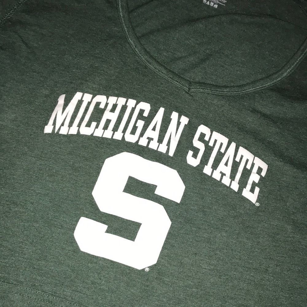 Pro Edge Michigan State Spartans Green Hooded Sweatshirt with White Logo - Picture 4 of 6